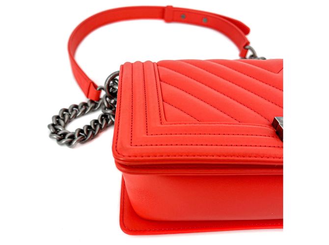 Chanel Boy Chevron Rosso Rutenio Arancione - vista 8