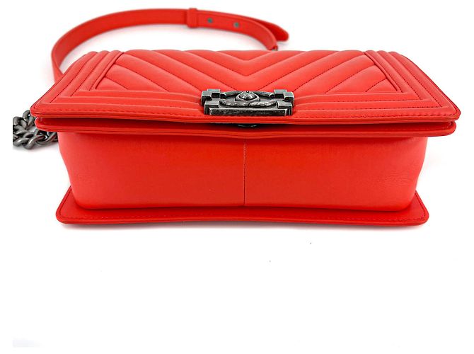 Chanel Boy Chevron Rosso Rutenio Arancione - vista 9