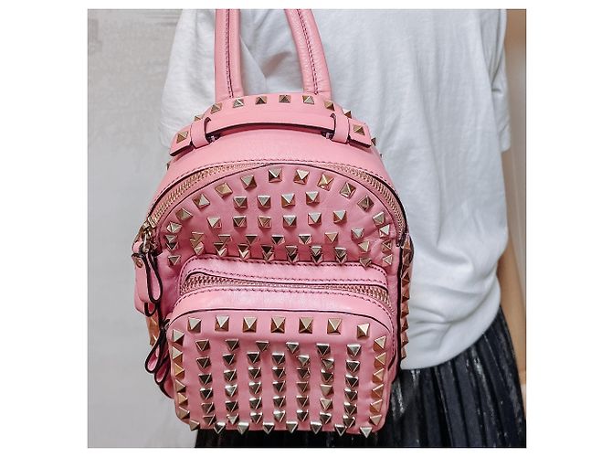 Valentino Garavani Rosa Rockstuds Leder Rucksack Pink - Ansicht 2
