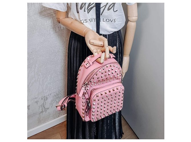 Valentino Garavani Rosa Rockstuds Leder Rucksack Pink - Ansicht 4