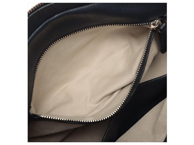 Prada Borsa a spalla con zip in pelle Daino blu navy - vista 11