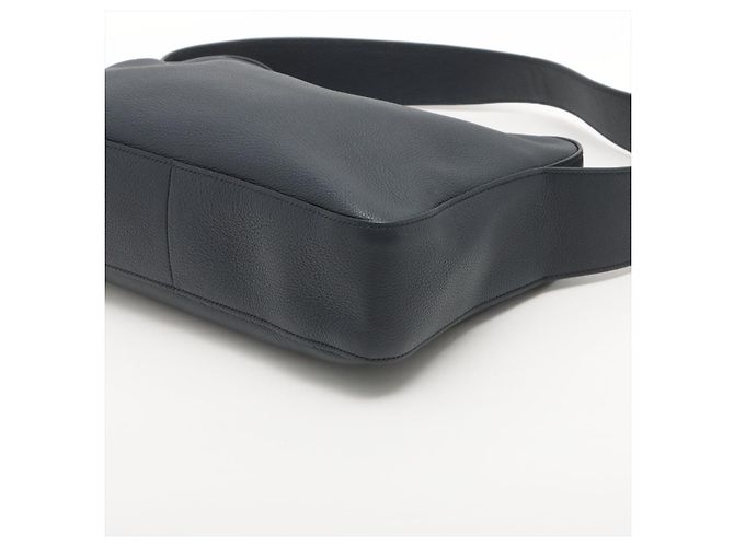 Prada Borsa a spalla con zip in pelle Daino blu navy - vista 4