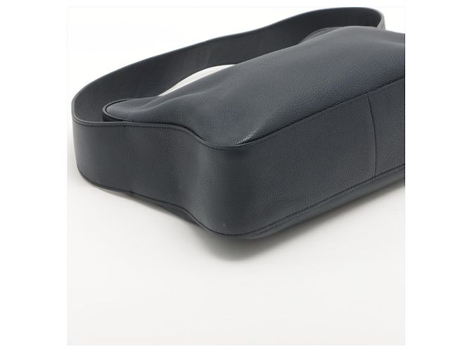 Prada Borsa a spalla con zip in pelle Daino blu navy - vista 5