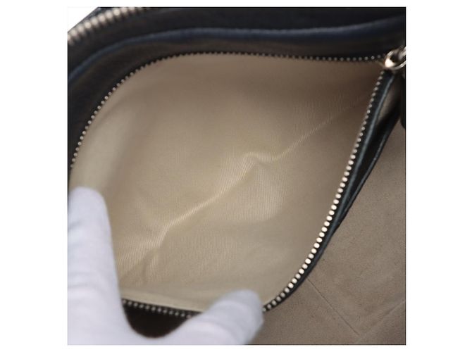 Prada Borsa a spalla con zip in pelle Daino blu navy - vista 9