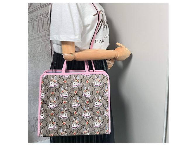 Gucci Borsa in tela GG Supreme per bambini Higuchi Yuko rosa - vista 2