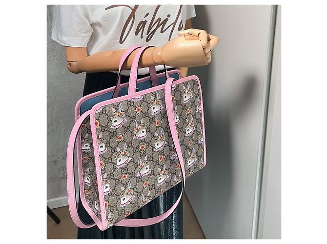 Gucci Borsa in tela GG Supreme per bambini Higuchi Yuko rosa - vista 3