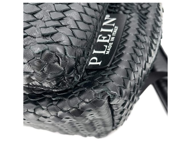 Philipp Plein Schwarzer Leder-Rucksack - Ansicht 12