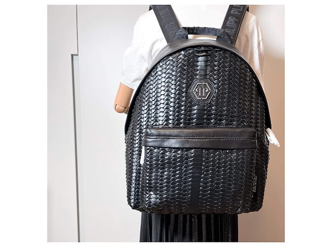 Philipp Plein Schwarzer Leder-Rucksack - Ansicht 2