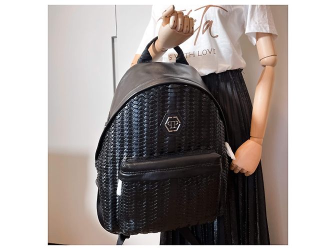 Philipp Plein Schwarzer Leder-Rucksack - Ansicht 3