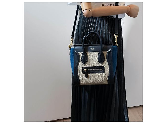 Luggage Céline Borsa tote in pelle nano nera e beige Multicolore - vista 4
