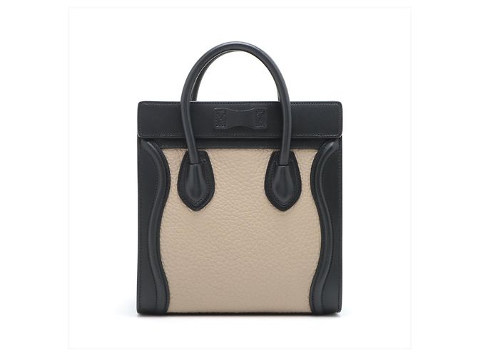 Luggage Céline Borsa tote in pelle nano nera e beige Multicolore - vista 5