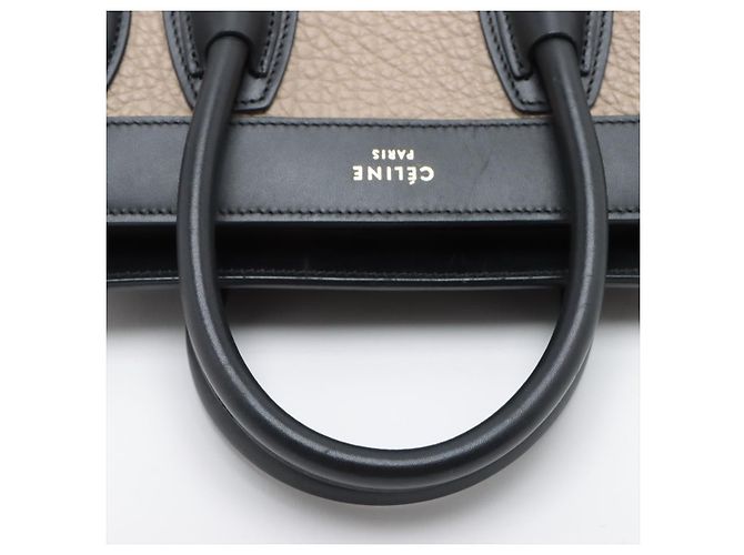 Luggage Céline Borsa tote in pelle nano nera e beige Multicolore - vista 8