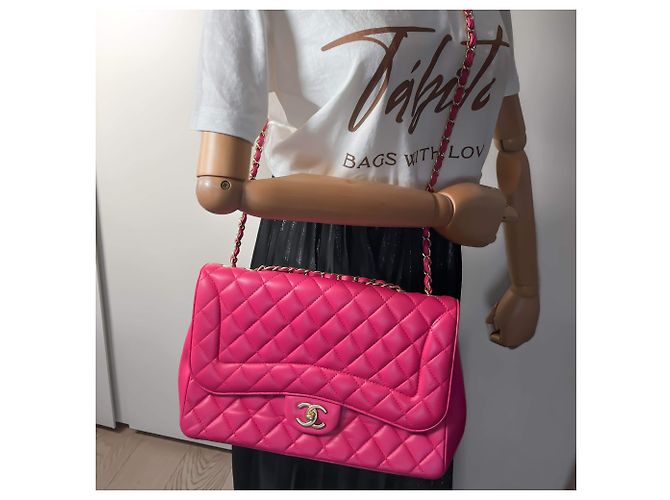 Chanel Borsa a catena in pelle Jumbo con patta singola rosa - vista 2