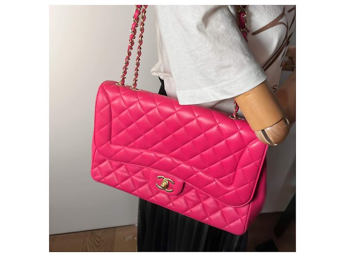 Chanel Borsa a catena in pelle Jumbo con patta singola rosa - vista 3