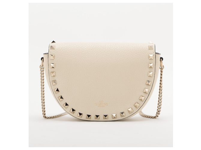 Valentino Garavani Rockstuds Leder Satteltasche Beige - Ansicht 4