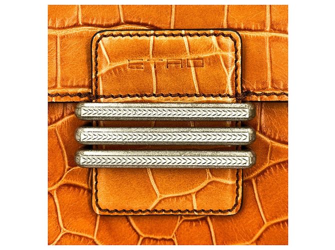 Etro Borsa a tracolla Flap in pelle croco caramello - vista 4