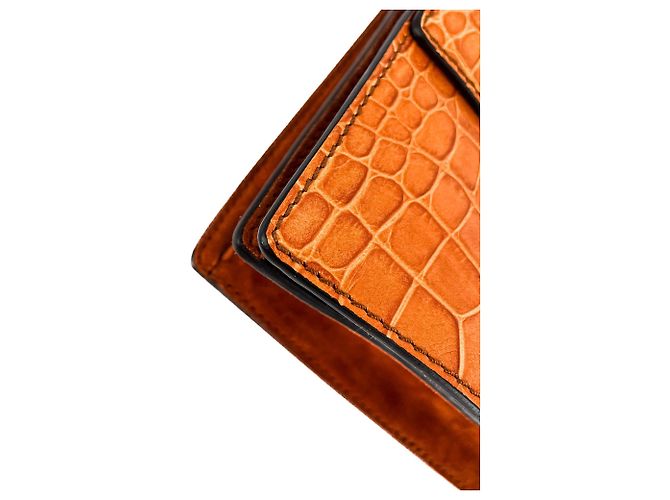 Etro Borsa a tracolla Flap in pelle croco caramello - vista 8