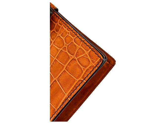 Etro Borsa a tracolla Flap in pelle croco caramello - vista 9