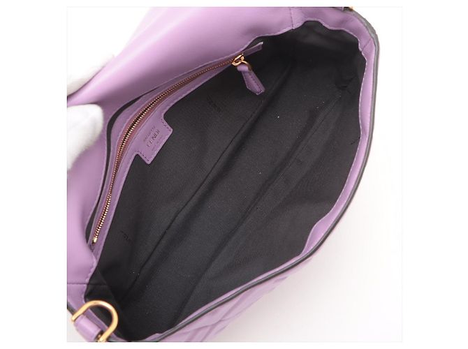 Fendi Baguette Medium FF in pelle tridimensionale borsa baguette 2 modi viola Porpora - vista 10