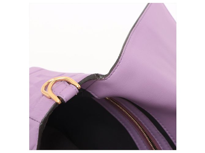 Fendi Baguette Medium FF in pelle tridimensionale borsa baguette 2 modi viola Porpora - vista 14