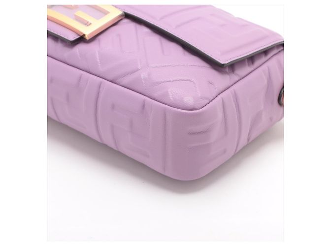 Fendi Baguette Medium FF in pelle tridimensionale borsa baguette 2 modi viola Porpora - vista 6