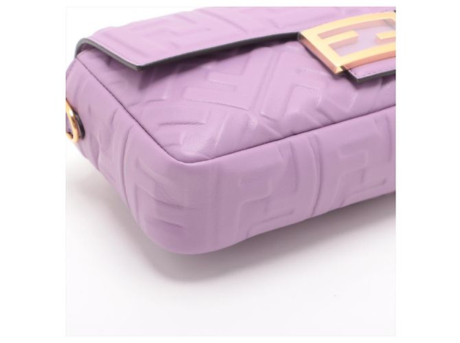 Fendi Baguette Medium FF in pelle tridimensionale borsa baguette 2 modi viola Porpora - vista 7