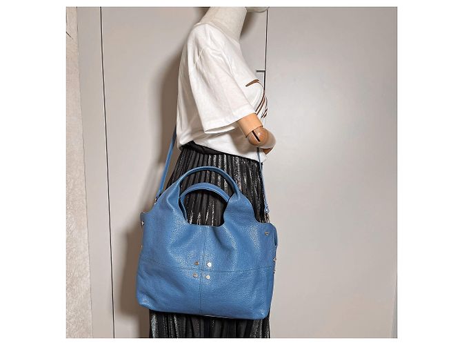 Autre Marque Borsa a spalla in pelle blu - vista 2