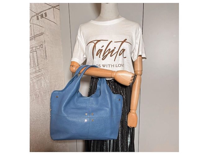 Autre Marque Borsa a spalla in pelle blu - vista 3