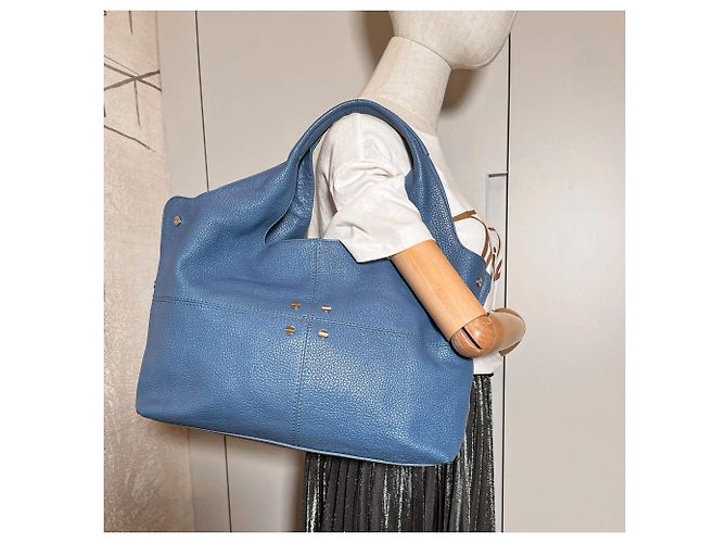 Autre Marque Borsa a spalla in pelle blu - vista 4