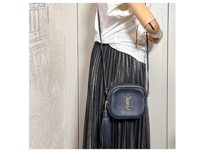 Saint Laurent Borsa per fotocamera in pelle blu navy - vista 2