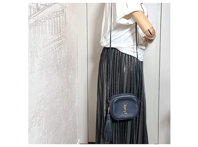 Saint Laurent Borsa per fotocamera in pelle blu navy - vista 3