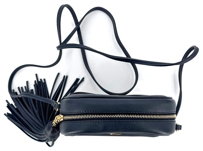 Saint Laurent Borsa per fotocamera in pelle blu navy - vista 6