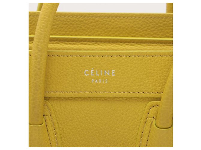 Luggage Céline Borsa tote in pelle di vitello nano drumato 2 vie gialla Giallo - vista 15