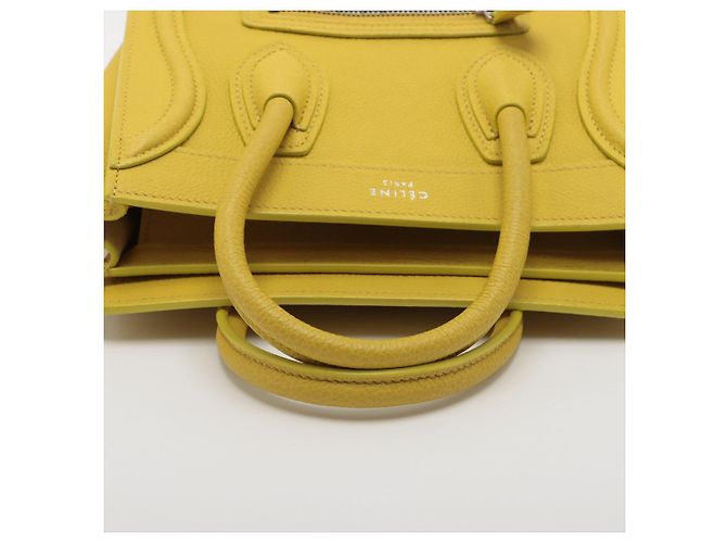 Luggage Céline Borsa tote in pelle di vitello nano drumato 2 vie gialla Giallo - vista 9