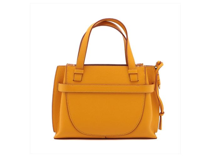 Loewe Gate Mini Top-Handle Tasche aus genarbtem Kalbsleder - Gelb - Ansicht 5