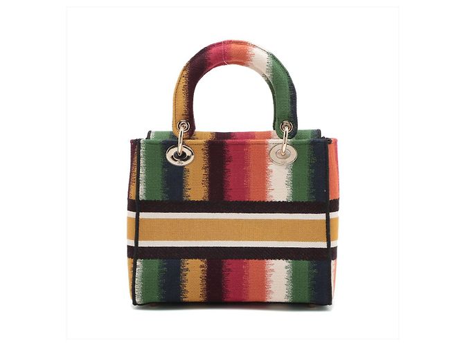 Dior Lady D-Lite Medium Stickerei Canvas 2-Wege Tragetasche Mehrfarbig Mehrfarben - Ansicht 5