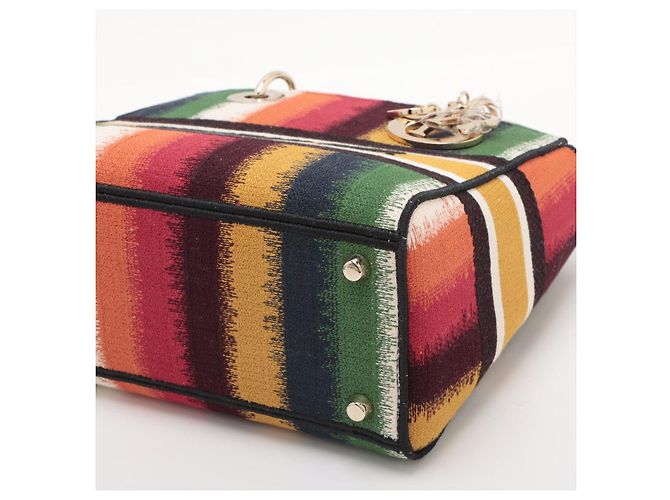 Dior Lady D-Lite Medium Stickerei Canvas 2-Wege Tragetasche Mehrfarbig Mehrfarben - Ansicht 6