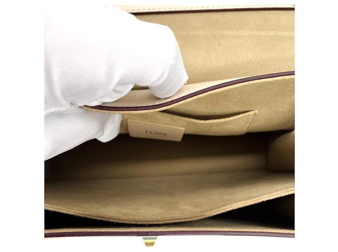 Fendi Borsa a mano in pelle di vitello beige - vista 11