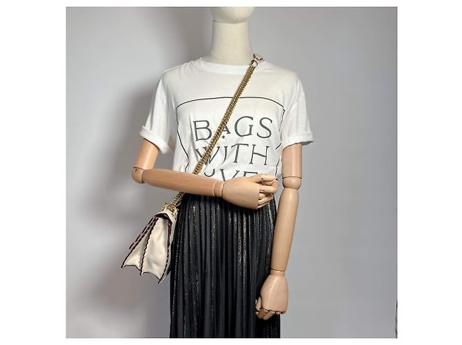 Fendi Borsa a mano in pelle di vitello beige - vista 4