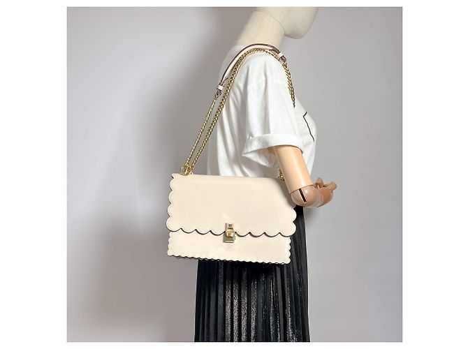 Fendi Borsa a mano in pelle di vitello beige - vista 5