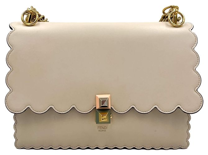 Fendi Borsa a mano in pelle di vitello beige - vista 6