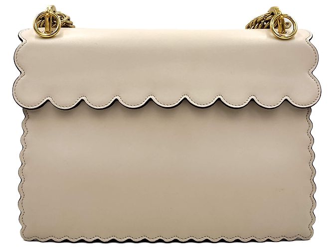 Fendi Borsa a mano in pelle di vitello beige - vista 7