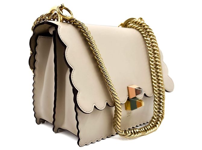 Fendi Borsa a mano in pelle di vitello beige - vista 9