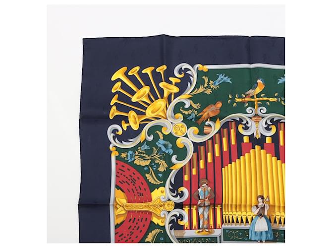 Hermès Foulard 90 Seta Orgauphone e Altre Meccaniche Blu Navy - vista 5