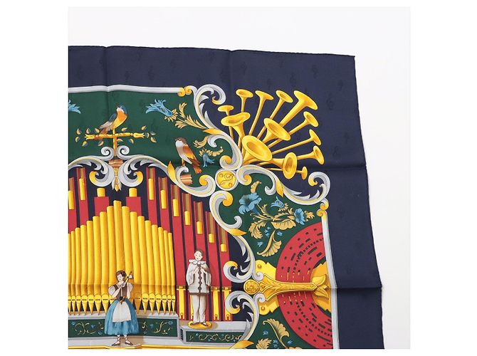 Hermès Foulard 90 Seta Orgauphone e Altre Meccaniche Blu Navy - vista 6