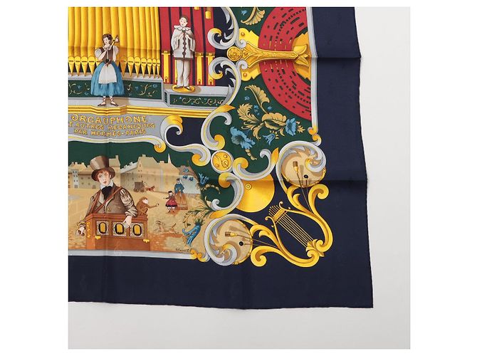 Hermès Foulard 90 Seta Orgauphone e Altre Meccaniche Blu Navy - vista 7