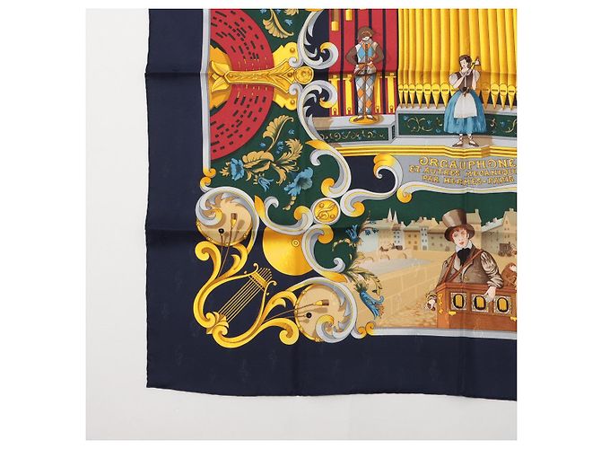 Hermès Foulard 90 Seta Orgauphone e Altre Meccaniche Blu Navy - vista 8