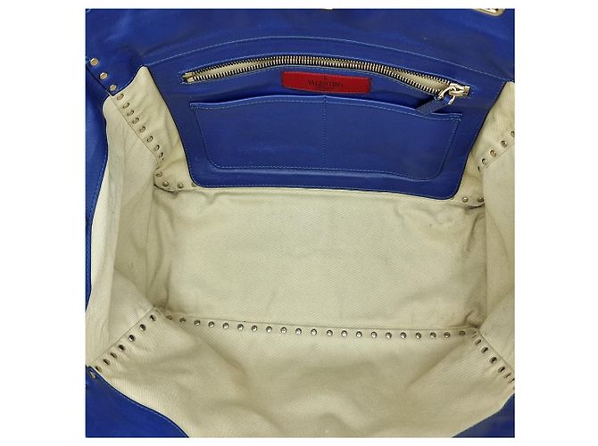 Valentino Garavani Borsa tote 2 in 1 in pelle di vitello Rockstud media blu - vista 14