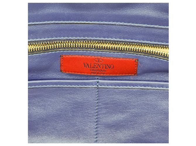 Valentino Garavani Borsa tote 2 in 1 in pelle di vitello Rockstud media blu - vista 16