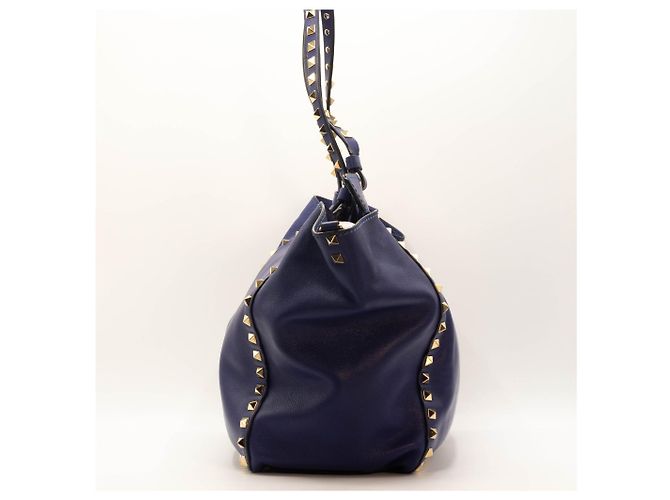 Valentino Garavani Borsa tote 2 in 1 in pelle di vitello Rockstud media blu - vista 6
